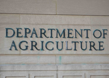 Washington, D.C. - United States - June 18, 2024: Exterior of Building of Department of Agriculture and a metallic writing that says Department of Agriculture on stones