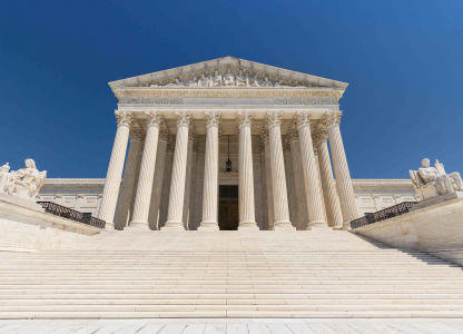 Supreme Court of the United States in Washington DC in a sunny day, USA